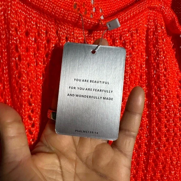 Hanifa Mini Iggy Vibrant Orange Crochet Dress Medium - Picture 10 of 14